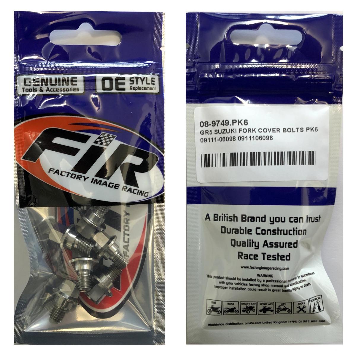 GR5 SUZUKI FORK COVER BOLTS PK6, 09111-06098 0911106098 thumbnail 2