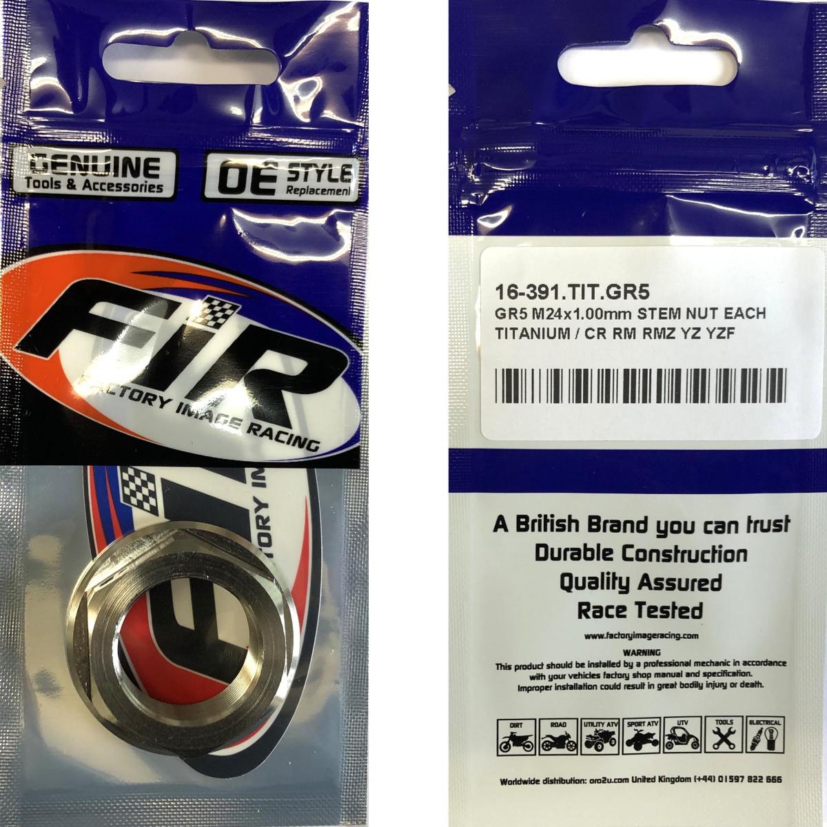 GR5 M24x1.00mm STEM NUT EACH, TITANIUM / CR RM RMZ YZ YZF, / CNC thumbnail 2