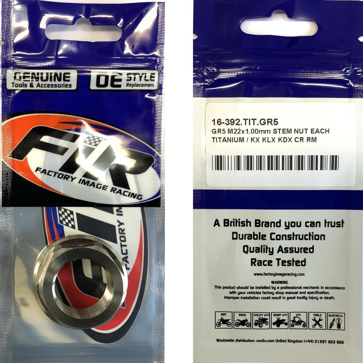 GR5 M22x1.00mm STEM NUT EACH, TITANIUM / KX KLX KDX CR RM, / CNC thumbnail 2