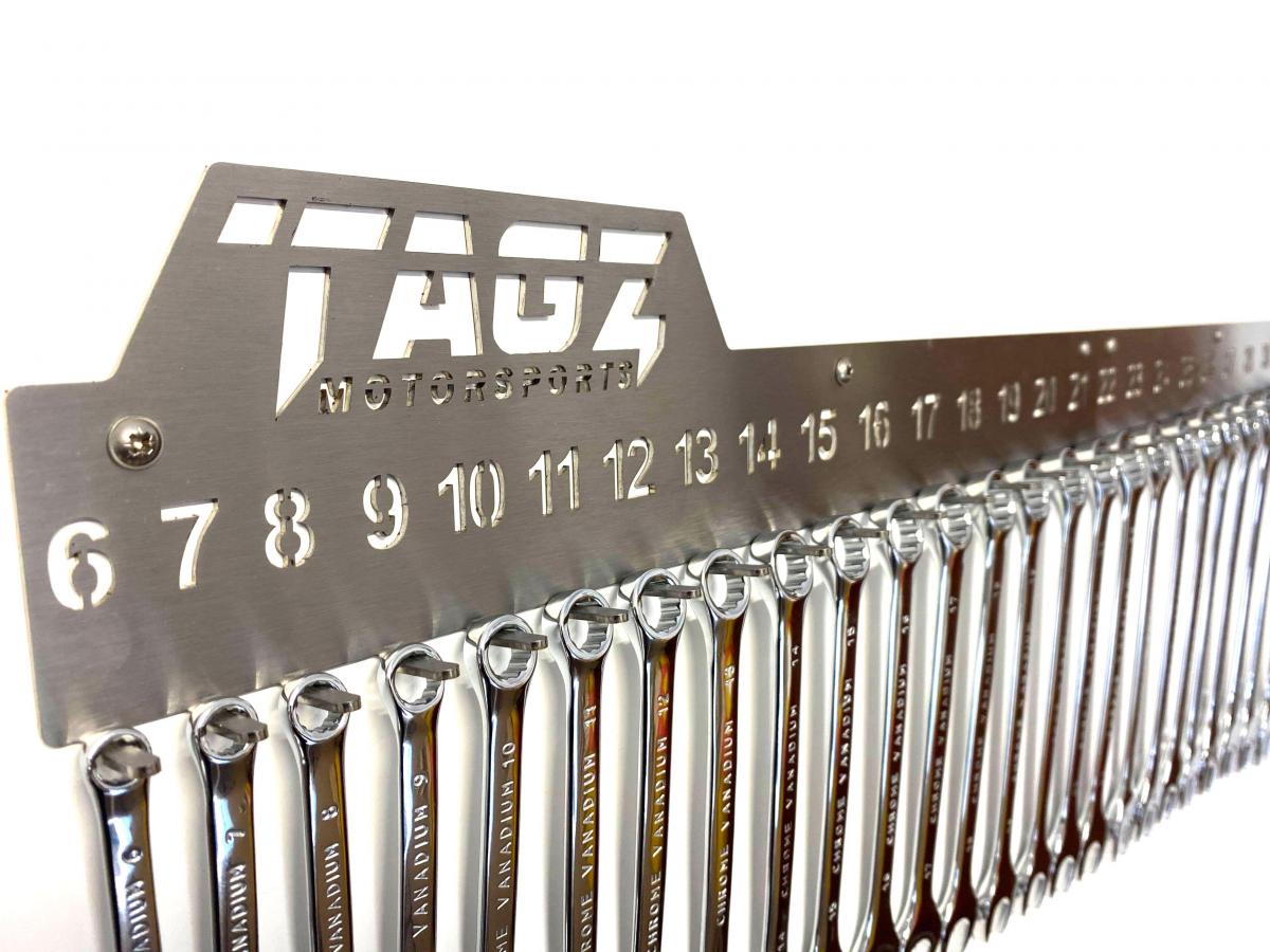 TAGZ SPANNER RACK STAINLESS STEEL, SUIT 25 SPANNERS 6mm-32mm, SPANNER ORGANISER thumbnail 2