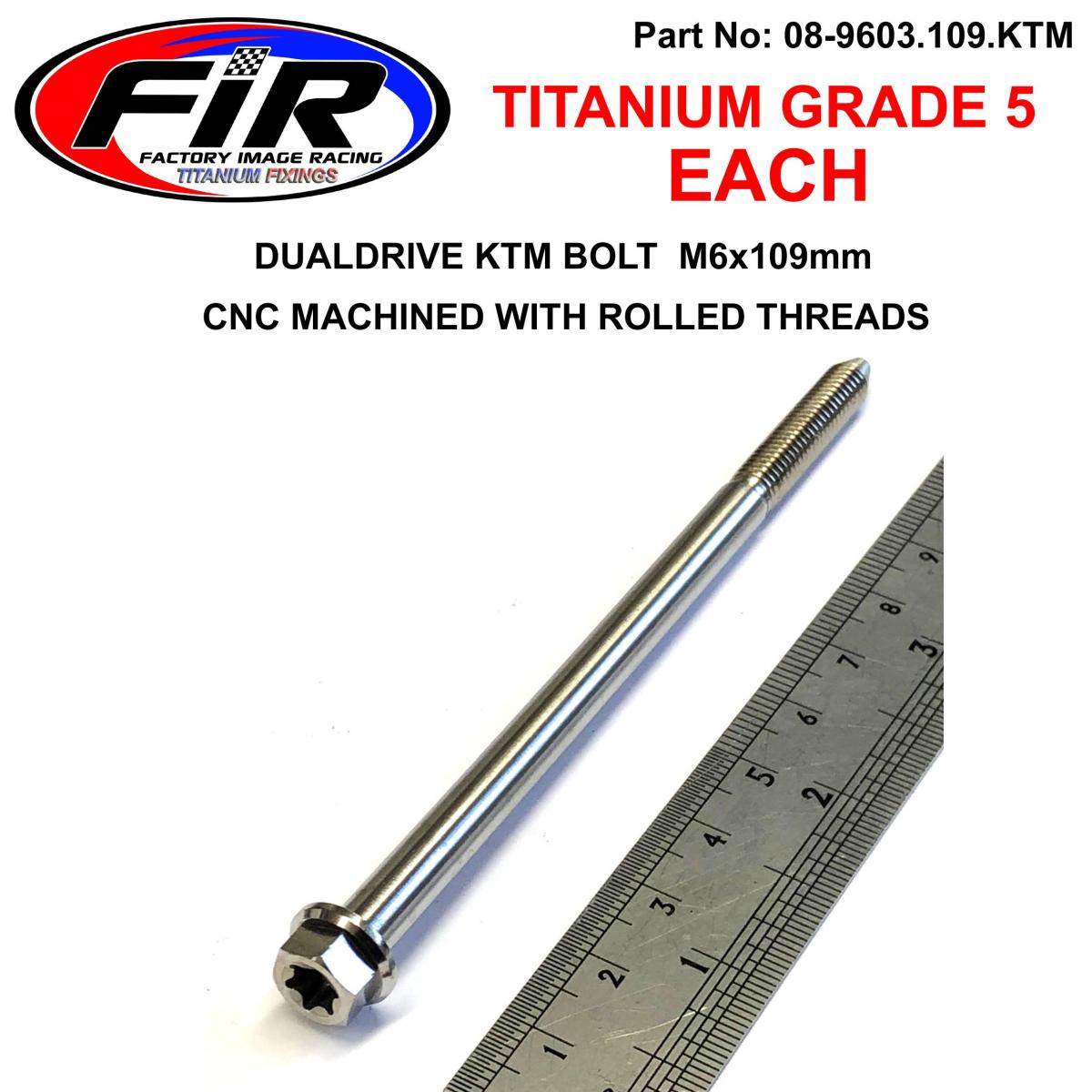TITANIUM GR5 BOLT M6 x 109mm EACH, KTM SEAT BOLT K 79107040010, FLANGE OD: 11mm / HEX SIZE: 8mm thumbnail 2