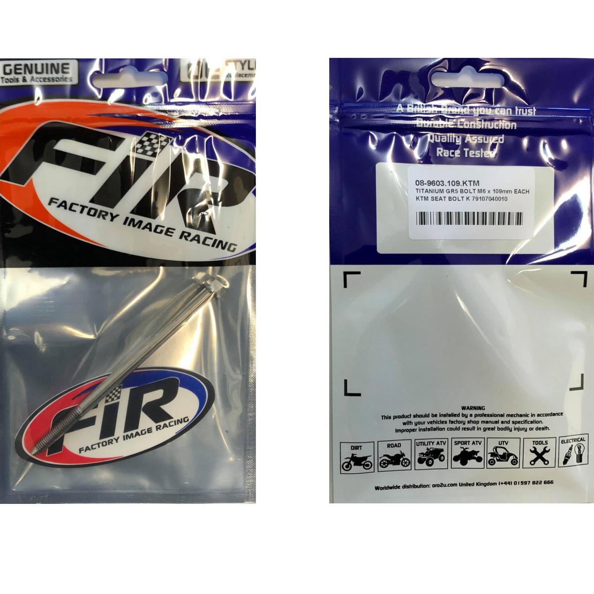 TITANIUM GR5 BOLT M6 x 109mm EACH, KTM SEAT BOLT K 79107040010, FLANGE OD: 11mm / HEX SIZE: 8mm thumbnail 4