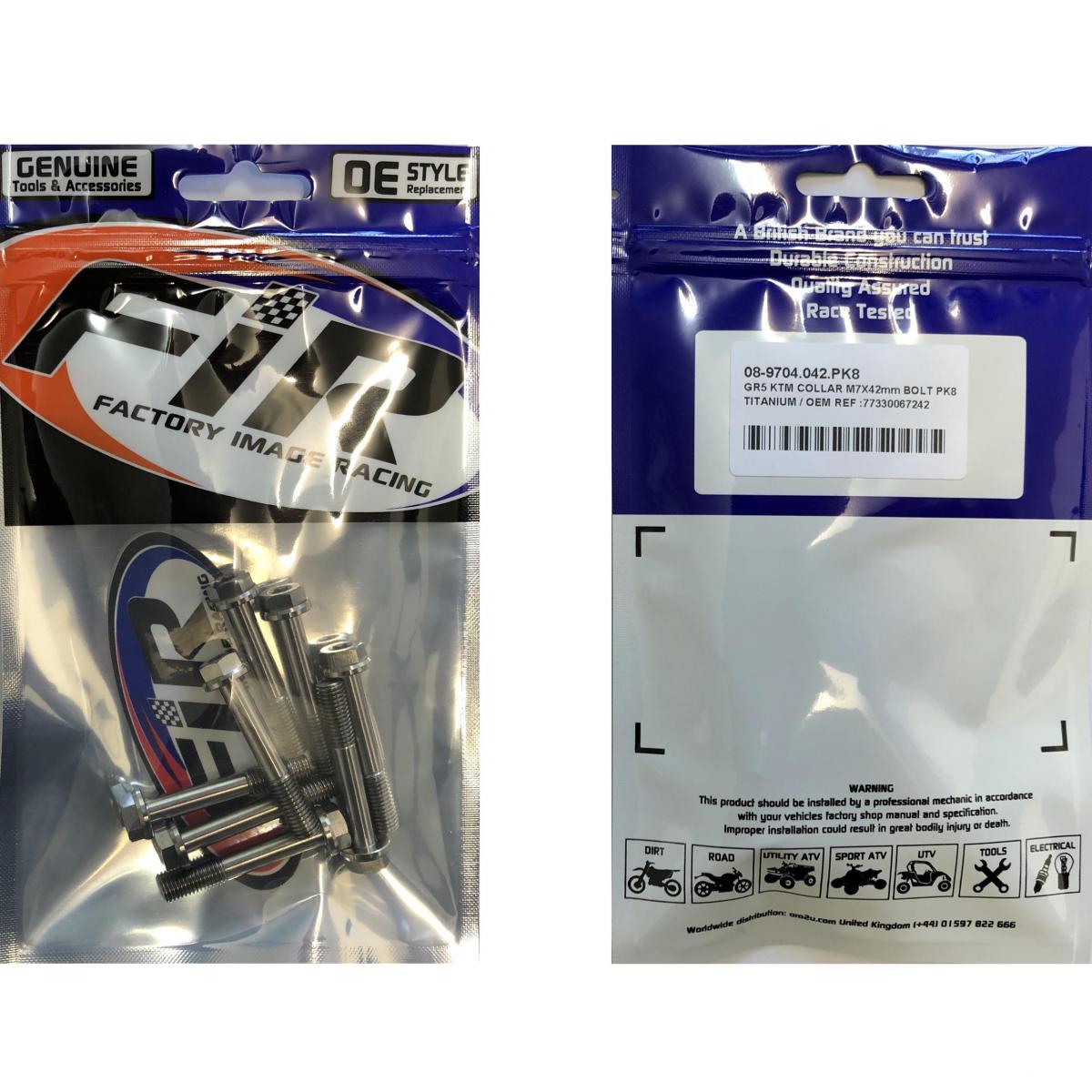 GR5 KTM COLLAR M7X42mm BOLT PK8, TITANIUM / OEM REF :77330067242, / PACK OF 8 thumbnail 2