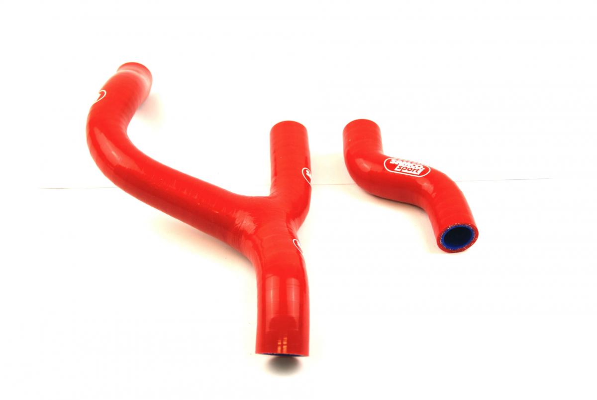 COOLANT HOSE 2 PIECE KIT RED 11-15 HUSQ KTM 250 350 SX-F 'Y' RACE DESIGN SAMCO KTM-39-RD image 1