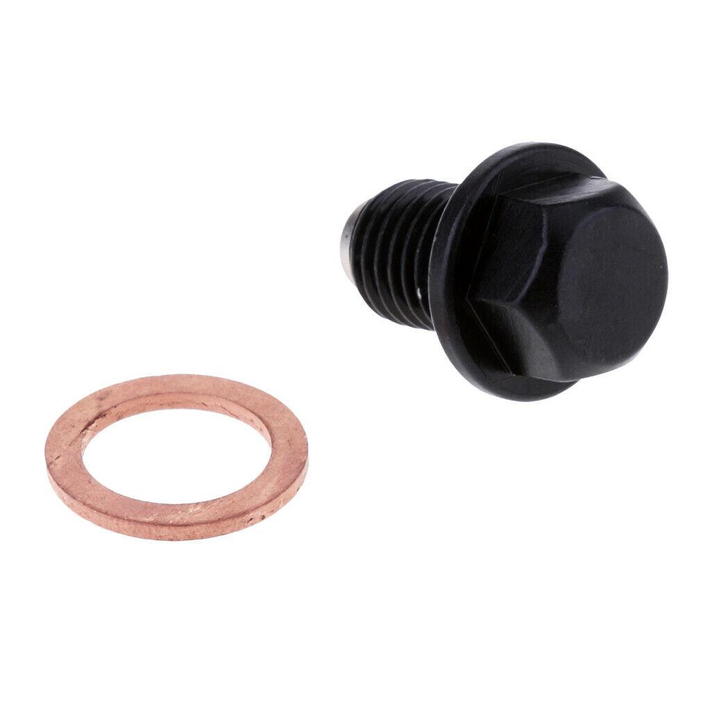 DRAIN PLUG M12X1.50mm ALUMINIUM BLACK MAGNETIC M12 HEX thumbnail 2