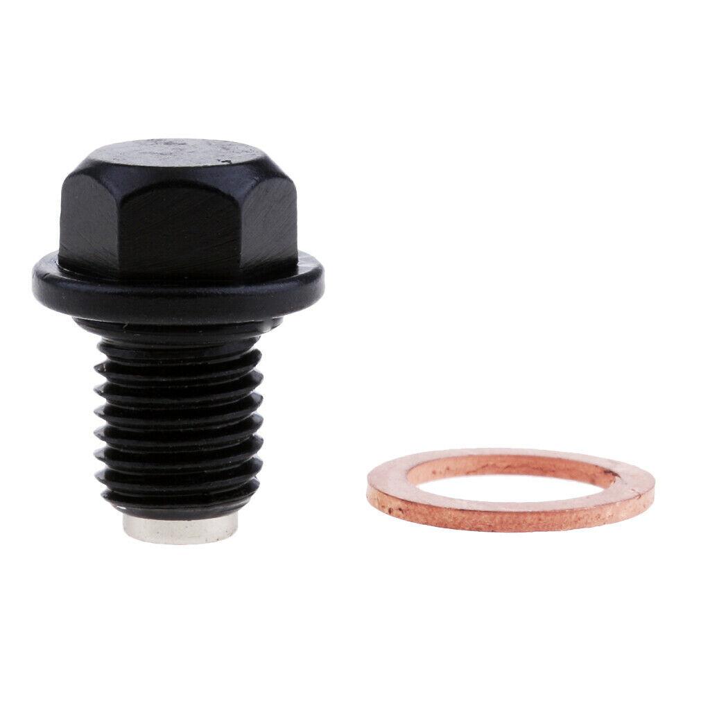 DRAIN PLUG M12X1.50mm ALUMINIUM BLACK MAGNETIC M12 HEX thumbnail 3