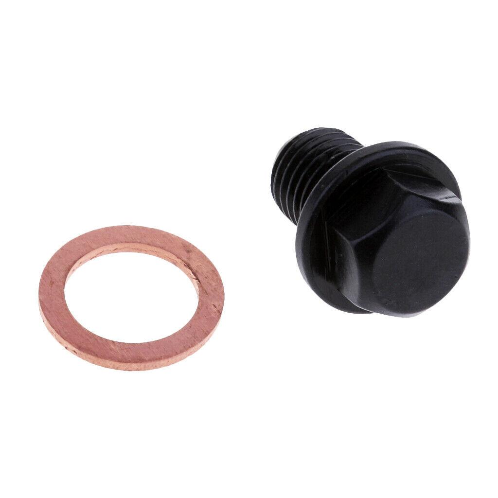 DRAIN PLUG M12X1.50mm ALUMINIUM BLACK MAGNETIC M12 HEX thumbnail 4