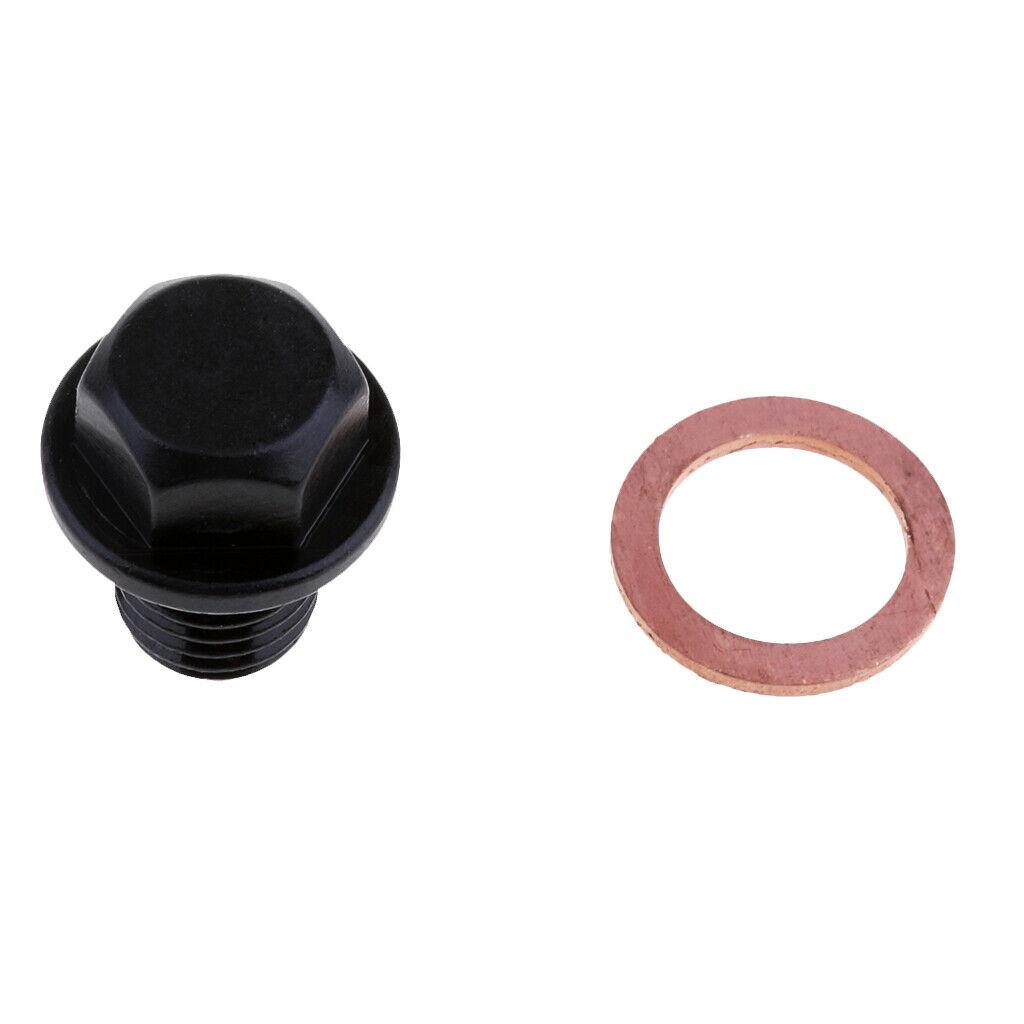 DRAIN PLUG M12X1.50mm ALUMINIUM BLACK MAGNETIC M12 HEX thumbnail 5