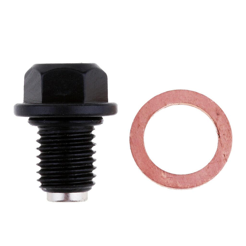 DRAIN PLUG M12X1.50mm ALUMINIUM BLACK MAGNETIC M12 HEX thumbnail 6
