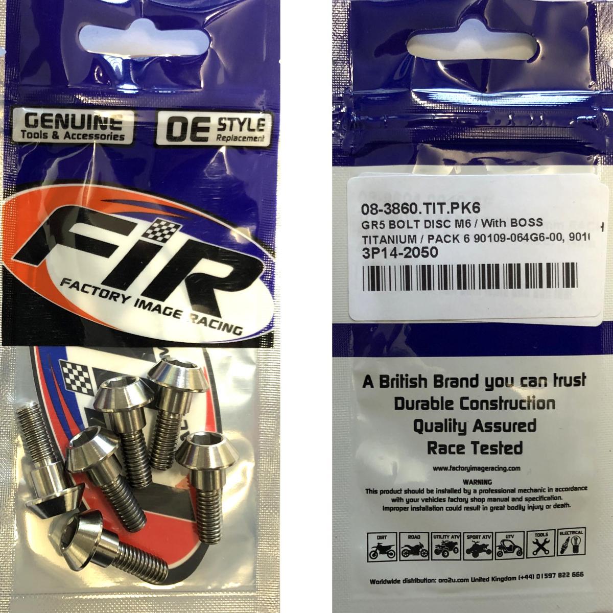 GR5 YAMAHA BOLT DISC M6 / With BOSS, TITANIUM / PACK 6 90109-064G6-00, 90109-06254-00 thumbnail 3