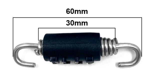 EXHAUST SPRING 60mm PK-2 SWIVEL BOTH ENDS WITH ANTI VIBRATION RUBBER thumbnail 3