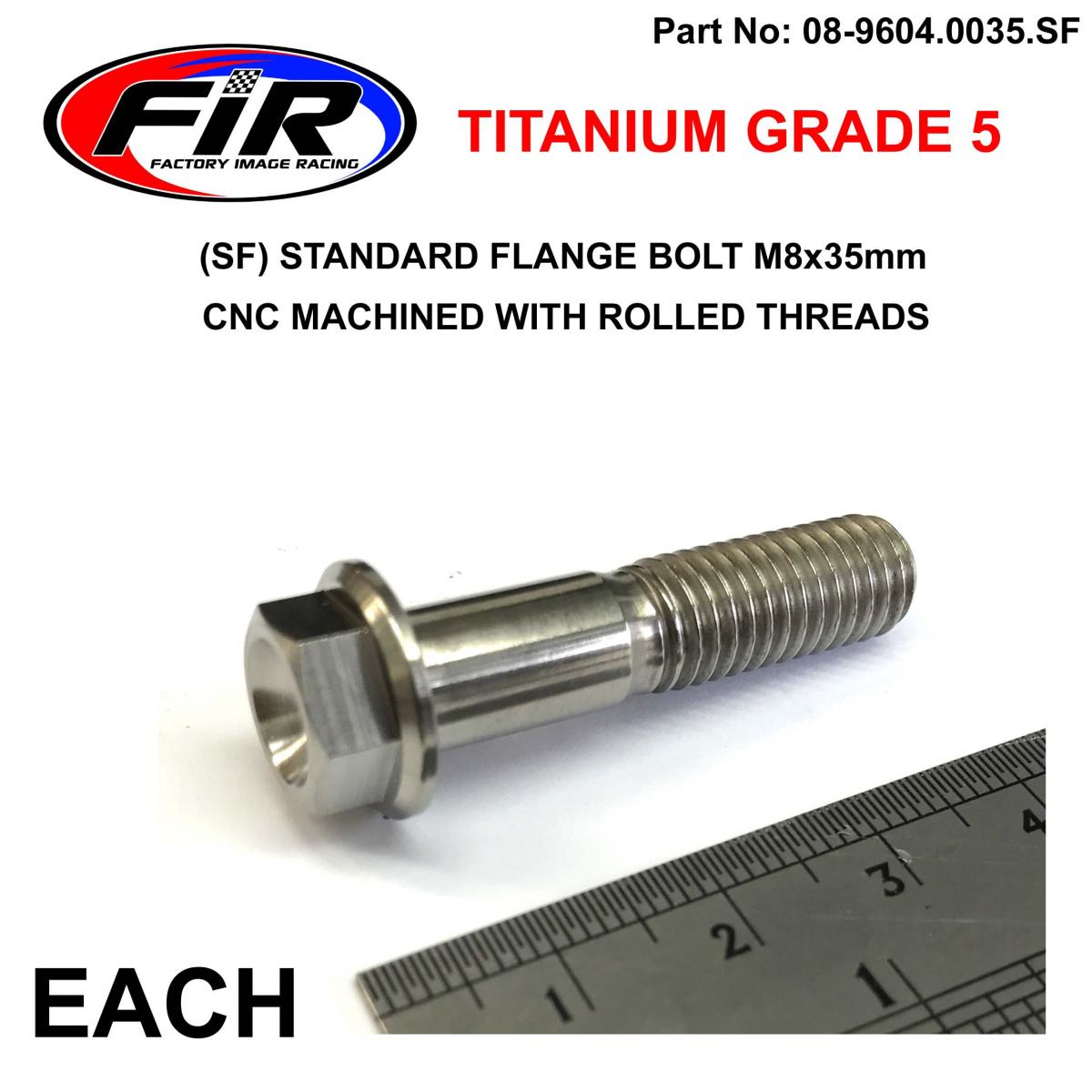 TITANIUM GR5 BOLT M8 x 35mm EACH, FLANGE OD: 14mm / HEX SIZE: 10mm, / thumbnail 2