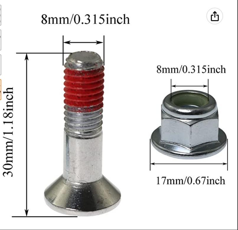 (PACK OF 6) SPROCKET BOLT WITH THREAD LOCK, M8 8mm x 30mm thumbnail 2