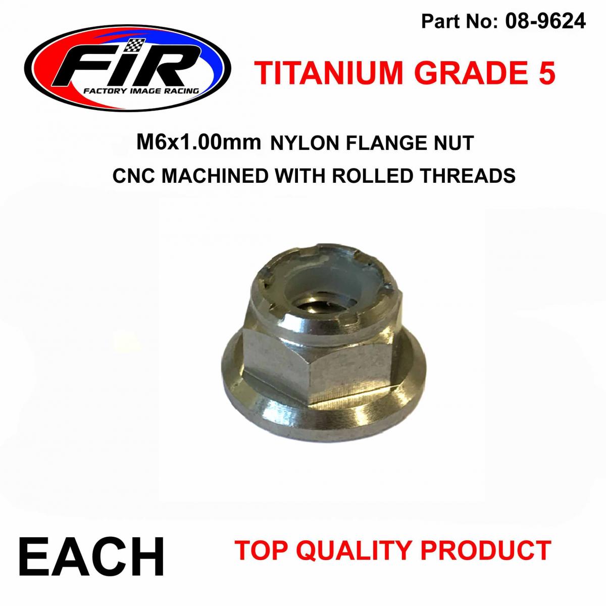 TITANIUM GR5 M6X1.00mm NUT, NYLON FLANGE / GRADE 5 / EACH image 1