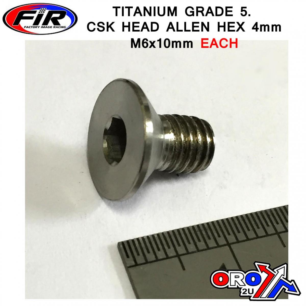 TITANIUM CSK ALLEN M6X10mm, TITANIUM GRADE 5 / EACH image 1
