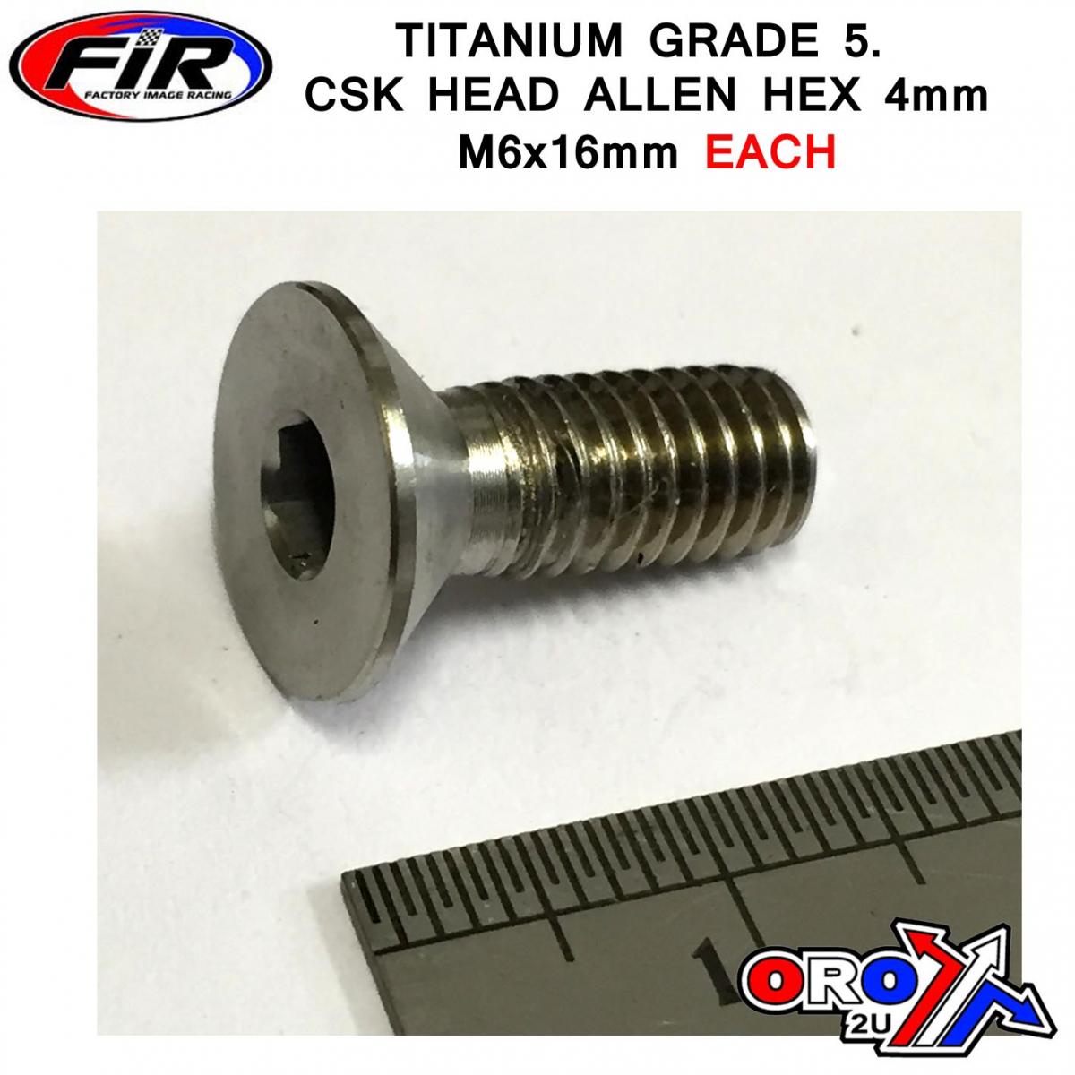 TITANIUM CSK ALLEN M6X16mm, TITANIUM GRADE 5 / EACH image 1