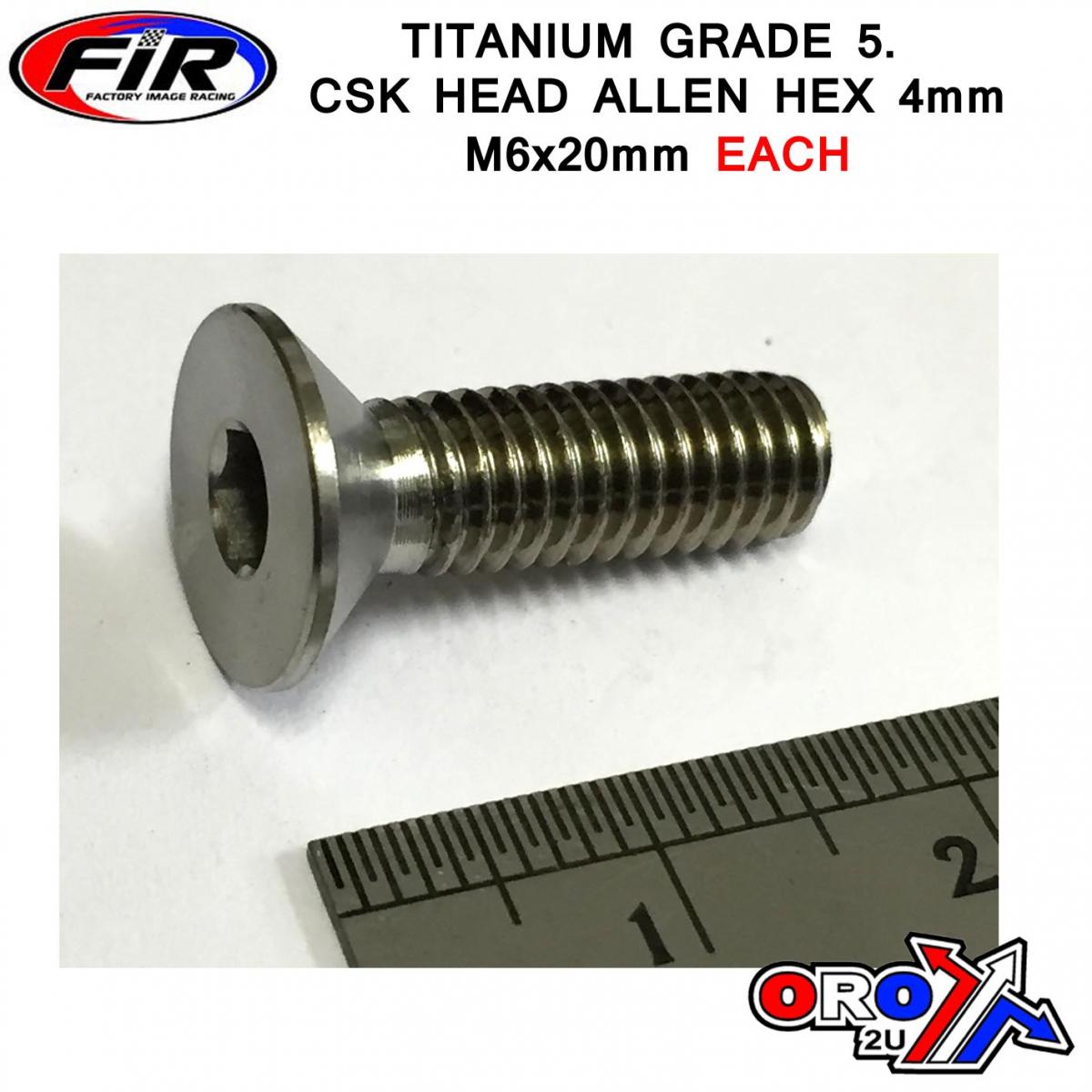 TITANIUM CSK ALLEN M6X20mm, TITANIUM GRADE 5 / EACH image 1