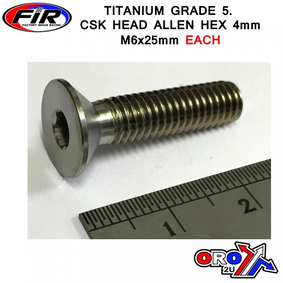 TITANIUM CSK ALLEN M6X25mm, TITANIUM GRADE 5 / EACH image 1