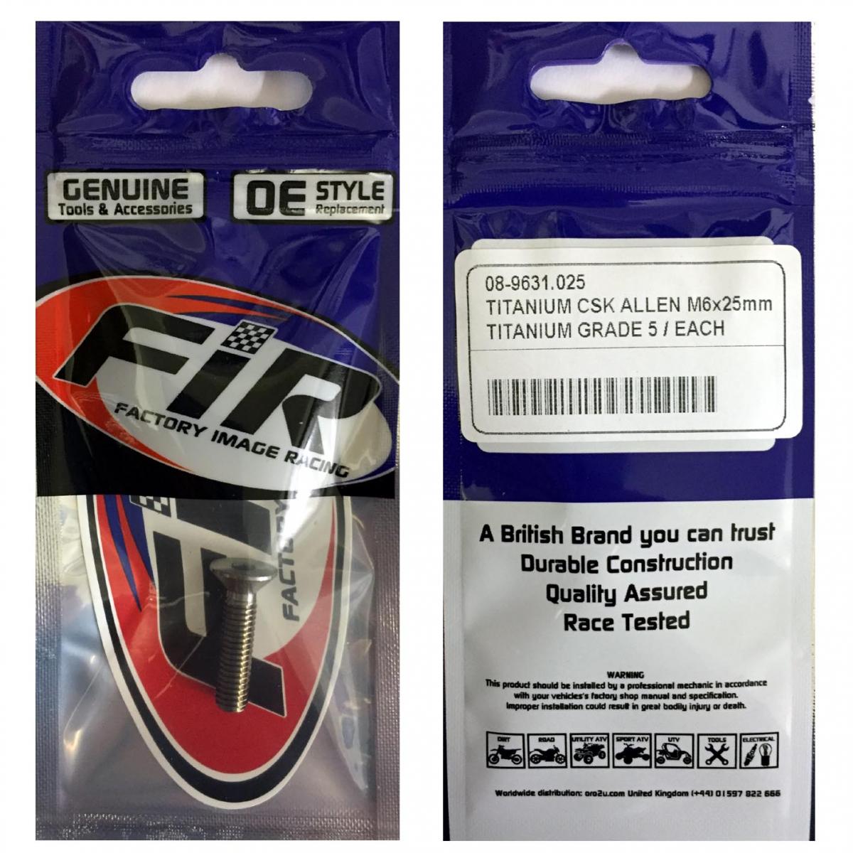 TITANIUM CSK ALLEN M6X25mm, TITANIUM GRADE 5 / EACH thumbnail 2