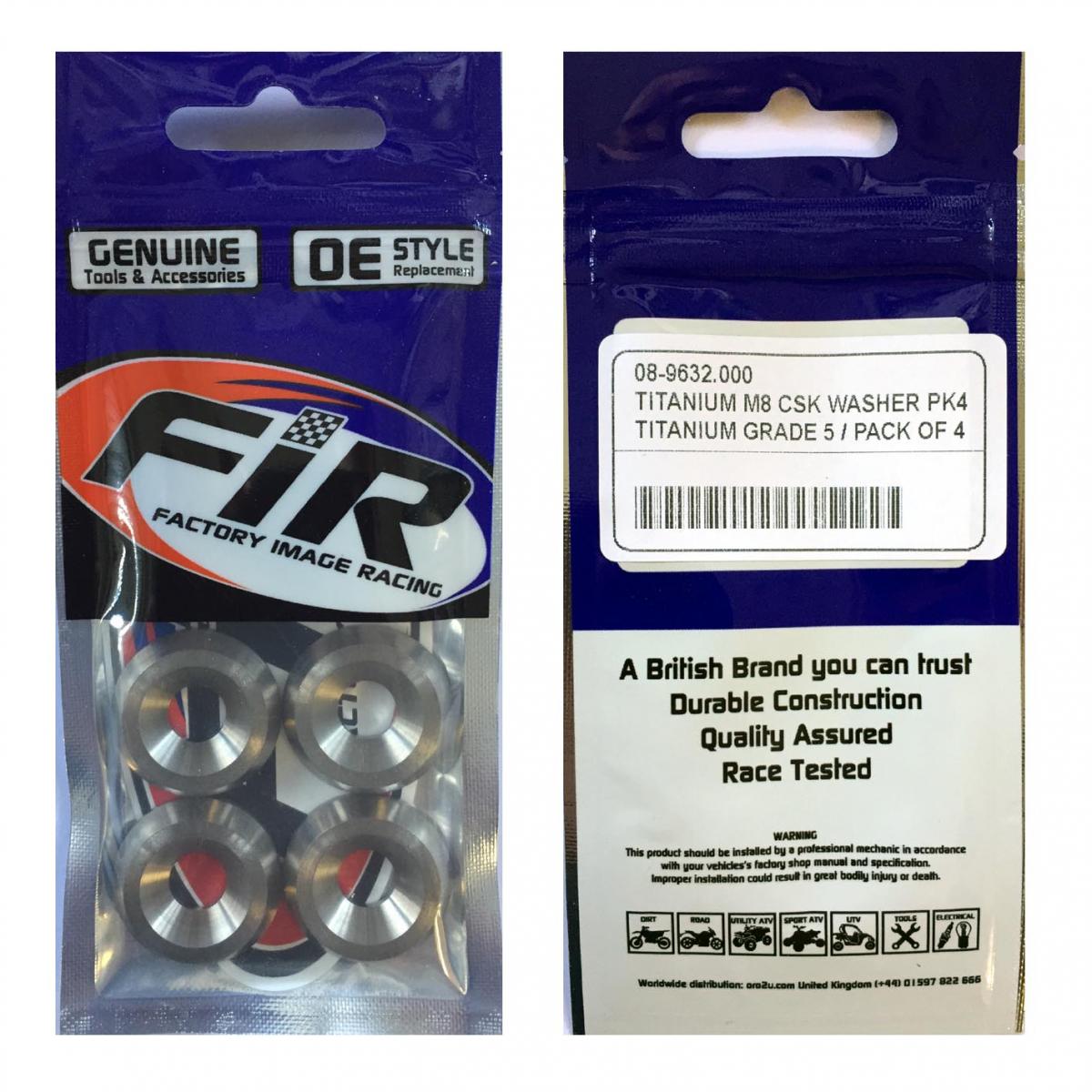 TITANIUM M8 CSK WASHER PK4, TITANIUM GRADE 5 / PACK OF 4 thumbnail 4