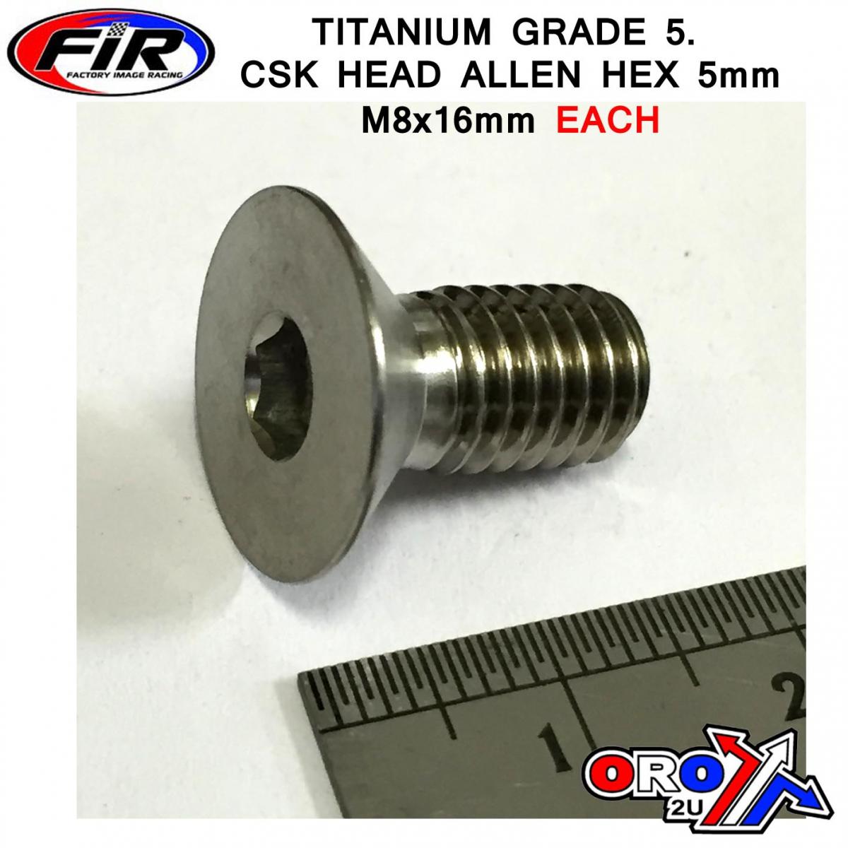 TITANIUM CSK ALLEN M8X16mm, TITANIUM GRADE 5 / EACH image 1