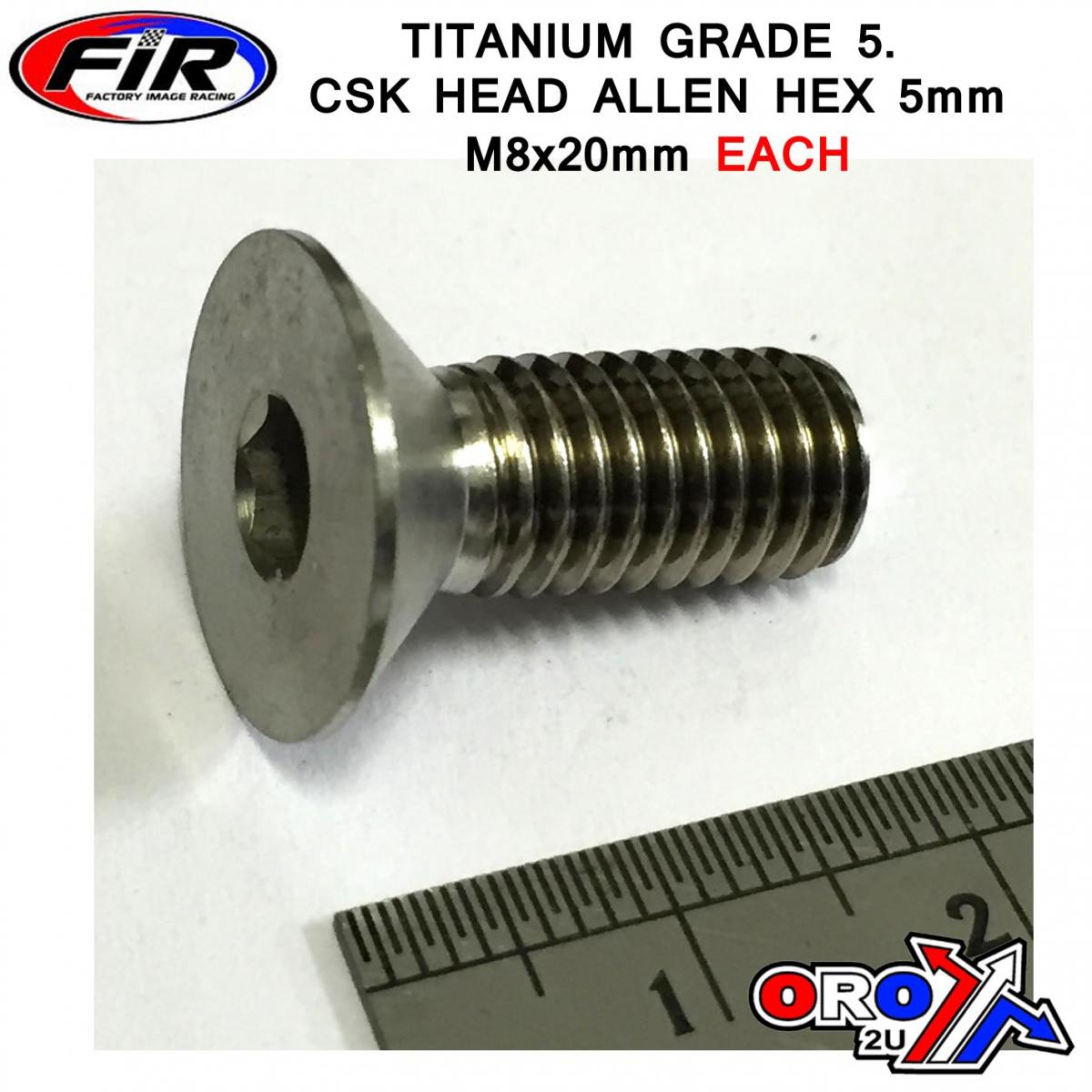 TITANIUM CSK ALLEN M8X20mm, TITANIUM GRADE 5 / EACH image 1