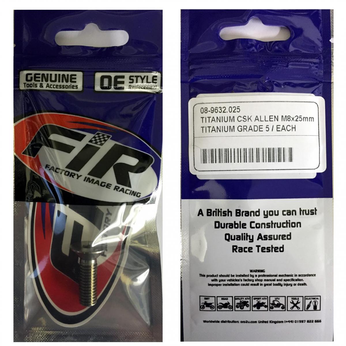TITANIUM CSK ALLEN M8X25mm, TITANIUM GRADE 5 / EACH thumbnail 2