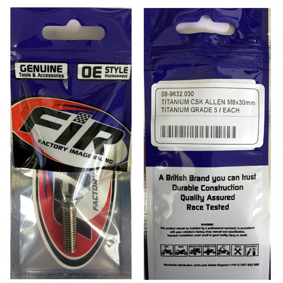 TITANIUM CSK ALLEN M8X30mm, TITANIUM GRADE 5 / EACH thumbnail 2