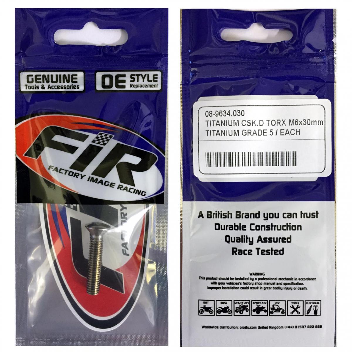 TITANIUM GR5 CSK.D TORX M6X30mm, EACH thumbnail 2