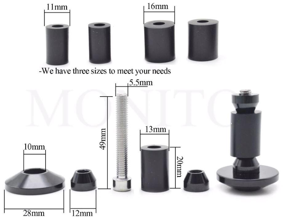 BAR ENDS 12-18mm BLACK Anti Vibration Silder Plug Yamaha Kawasaki honda thumbnail 2