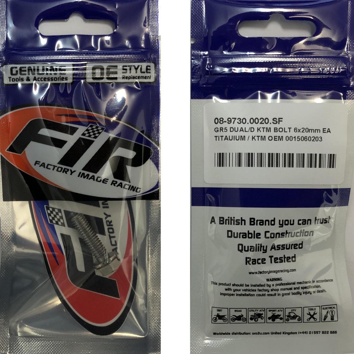 GR5 DUAL/D KTM BOLT 6x20mm EA, TITANIUM / KTM OEM 0015060203 thumbnail 2
