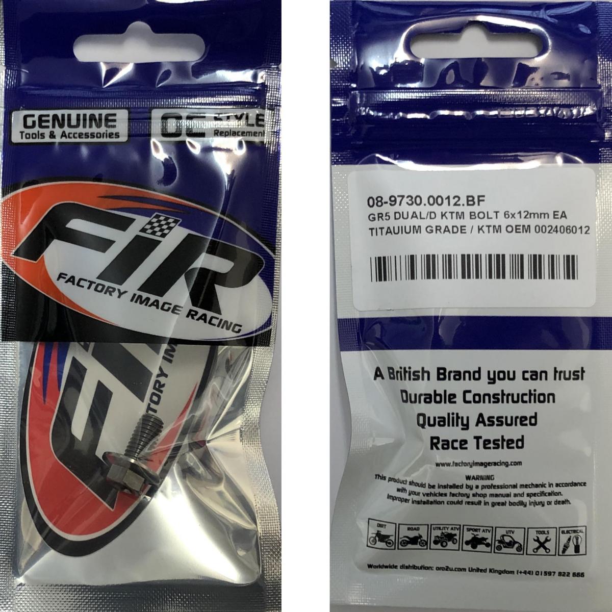 GR5 DUAL/D KTM BOLT 6x12mm EA, TITAUIUM GRADE / KTM OEM 0024060123 thumbnail 2