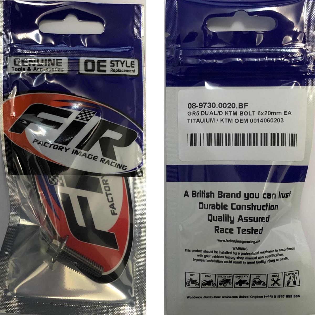 GR5 DUAL/D KTM BOLT 6x20mm EA, TITAUIUM / KTM OEM 0014060203 thumbnail 2