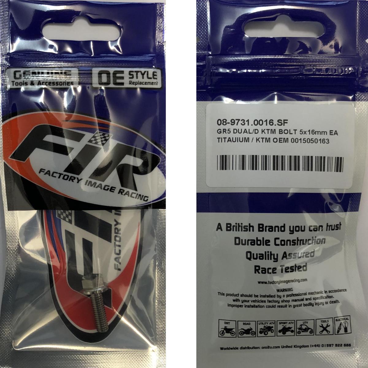 GR5 DUAL/D KTM BOLT 5x16mm EA, TITAUIUM / KTM OEM 0015050163 thumbnail 2