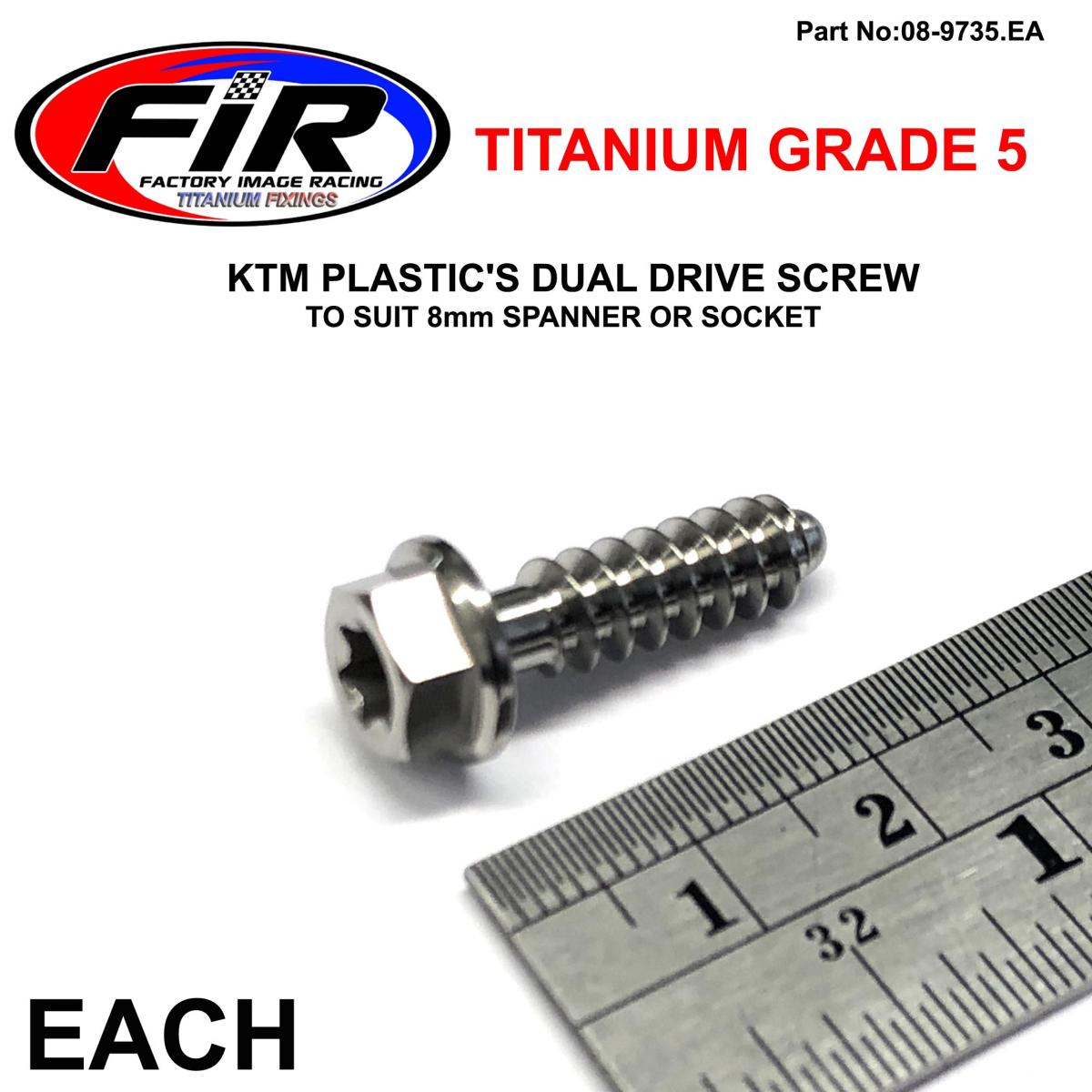 GR5 DUAL/D KTM SCREW 6x20mm EA, TITANIUM / KTM OEM 0017060206, SUIT 8MM SPANNER & TORX T30 image 1