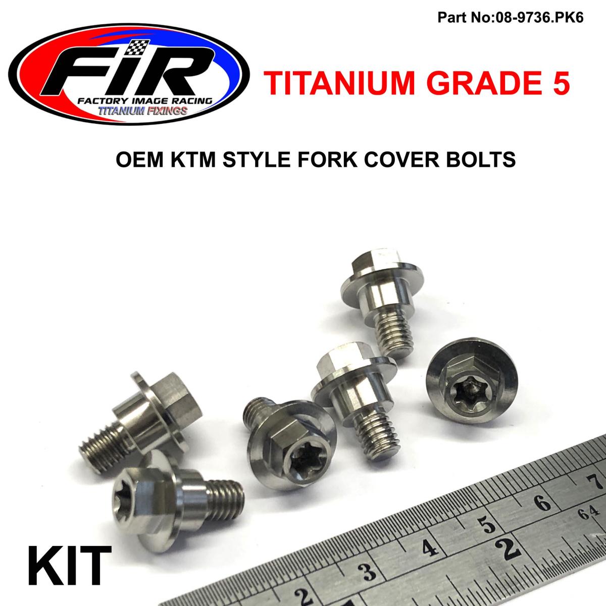 GR5 DUAL/D FORK COVER BOLTS PK6, TITANIUM / KTM OEM 59001092050 image 1