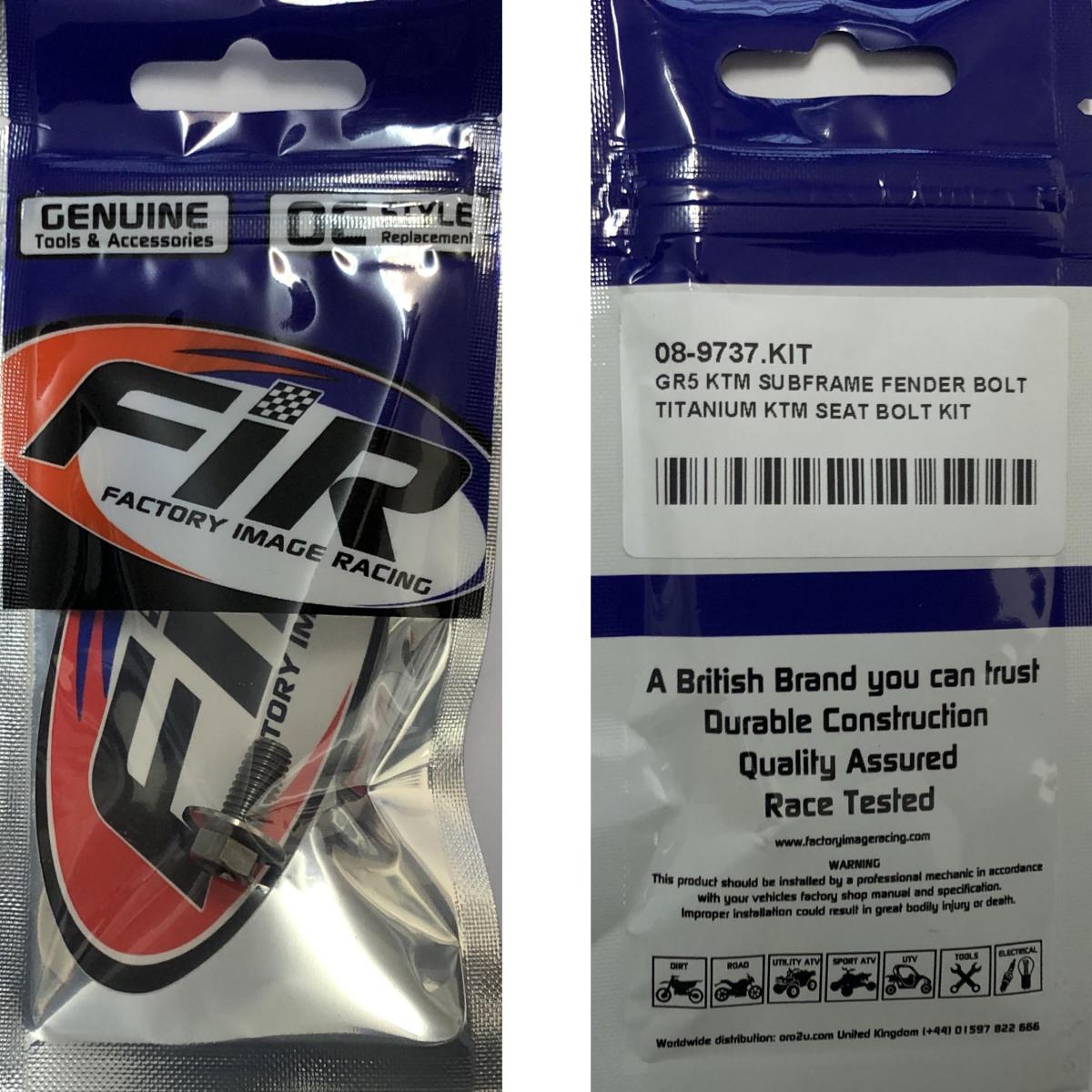 GR5 KTM SUBFRAME FENDER BOLT, TITANIUM KTM SEAT BOLT KIT, 54807048000 & 50314057050 thumbnail 4