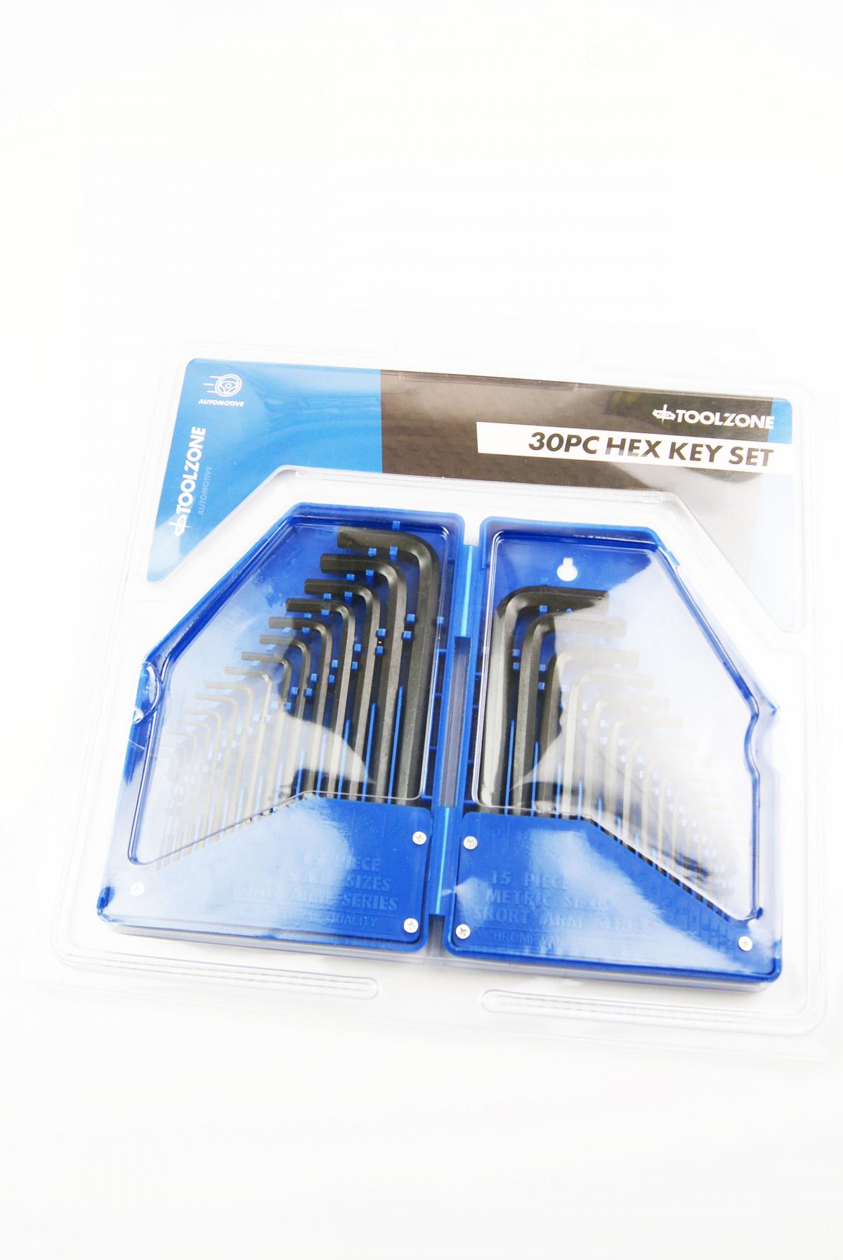 HEX KEY SET METRIC AND AF 30pc IN CASE LONG AND SHORT ARM - TOOLZONE KDPHX023 thumbnail 2