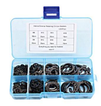 BOX EXTERNAL CIRCLIPS 200pcs 6-20mm, M6 M8 M10 M12 M14 M16 M18 M20 C-CLIP image 1