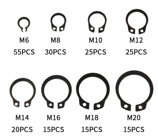 BOX EXTERNAL CIRCLIPS 200pcs 6-20mm, M6 M8 M10 M12 M14 M16 M18 M20 C-CLIP thumbnail 2