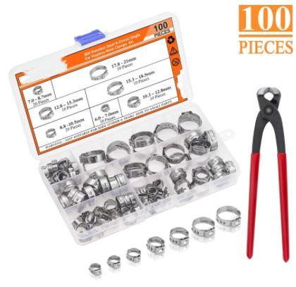 100PCS CLIPS TOOL CLAMP SET 6-21mm STEPLESS FUEL LINE image 1