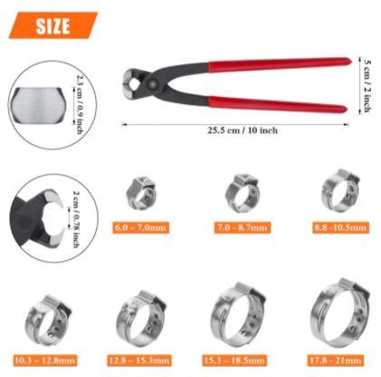 100PCS CLIPS TOOL CLAMP SET 6-21mm STEPLESS FUEL LINE thumbnail 2