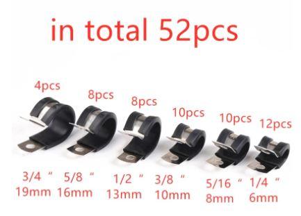 CUSHION TUBE CLAMP KIT 52PCS 6-19MM HOSE BRAKE & CLUTCH P-CLIPS thumbnail 5