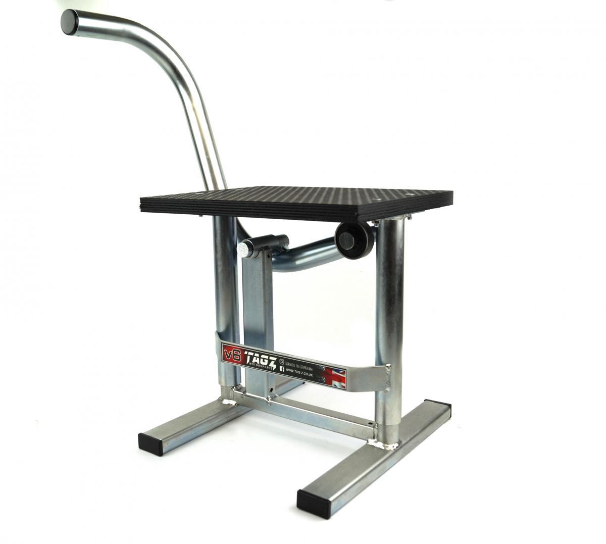 HD JACK-UP-STAND TWIN LEG v5, BRIGHT ZINC PLATE, LARGE STAND 440mm HIGH MX thumbnail 2
