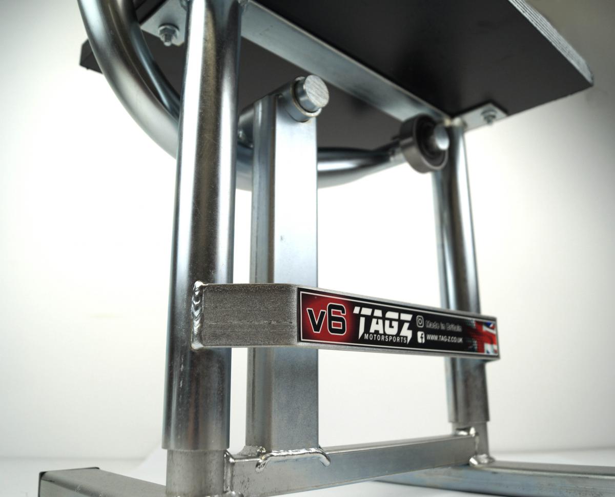 HD JACK-UP-STAND TWIN LEG v5, BRIGHT ZINC PLATE, LARGE STAND 440mm HIGH MX thumbnail 3