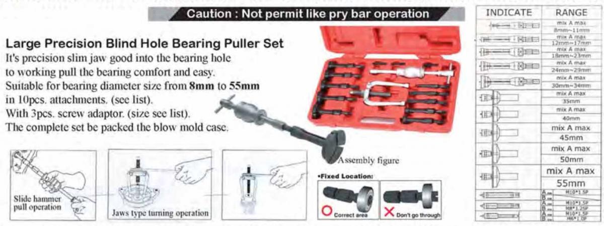 PRECISION BEARING PULLER SET, BLIND HOLE thumbnail 2