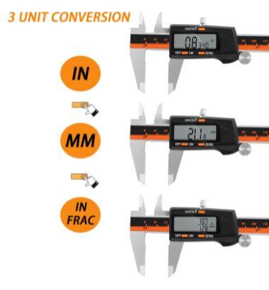 DIGITAL VERNIER CALIPER WITH LCD DISPLAY WITH INCH MM FRACTION CONVERSION 0.0005 ACCURACY thumbnail 6