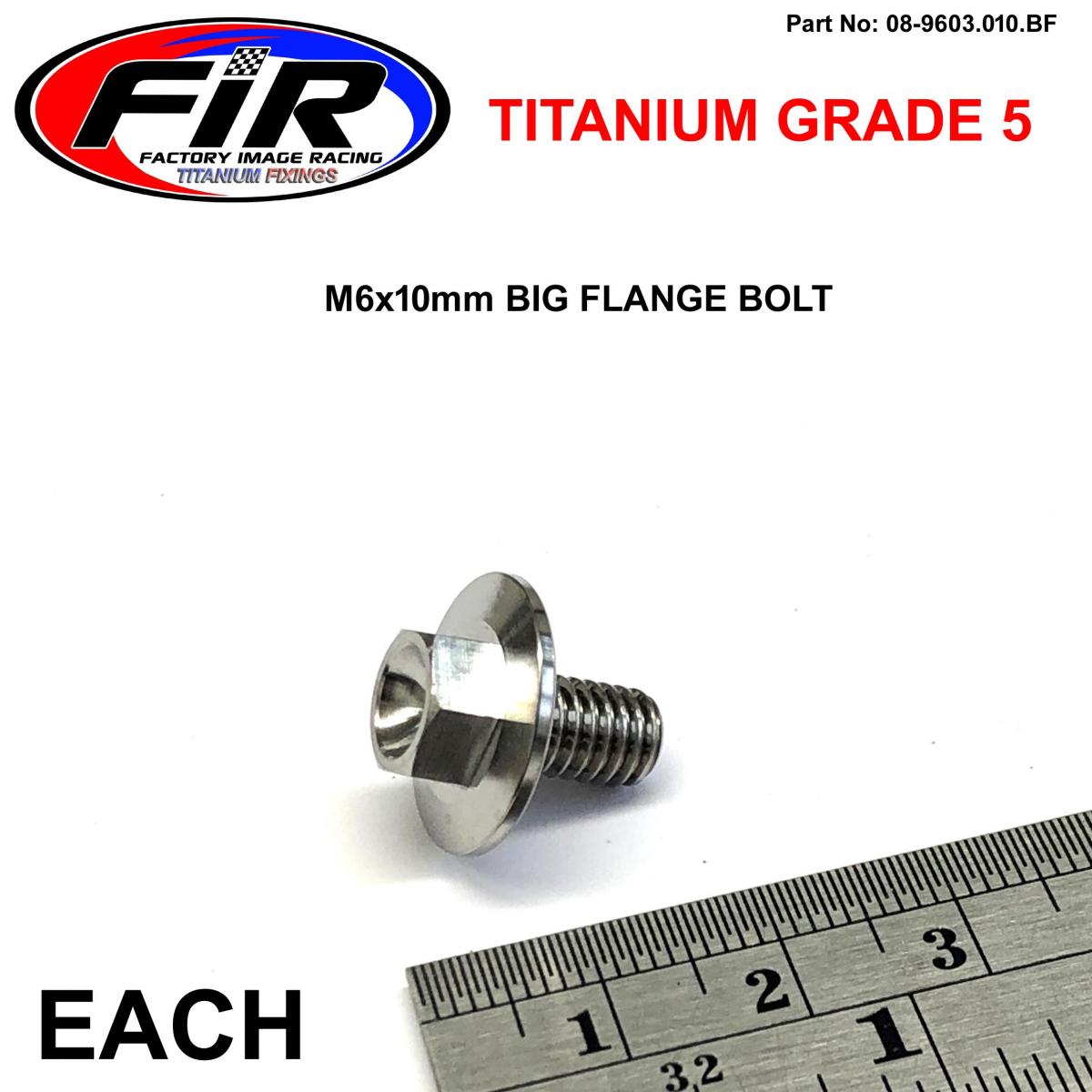 TITANIUM GR5 BOLT M6 x 10mm EACH, FLANGE OD: 15.90mm / HEX SIZE: 8mm, / PANEL BOLT FIXING PLASTIC image 1