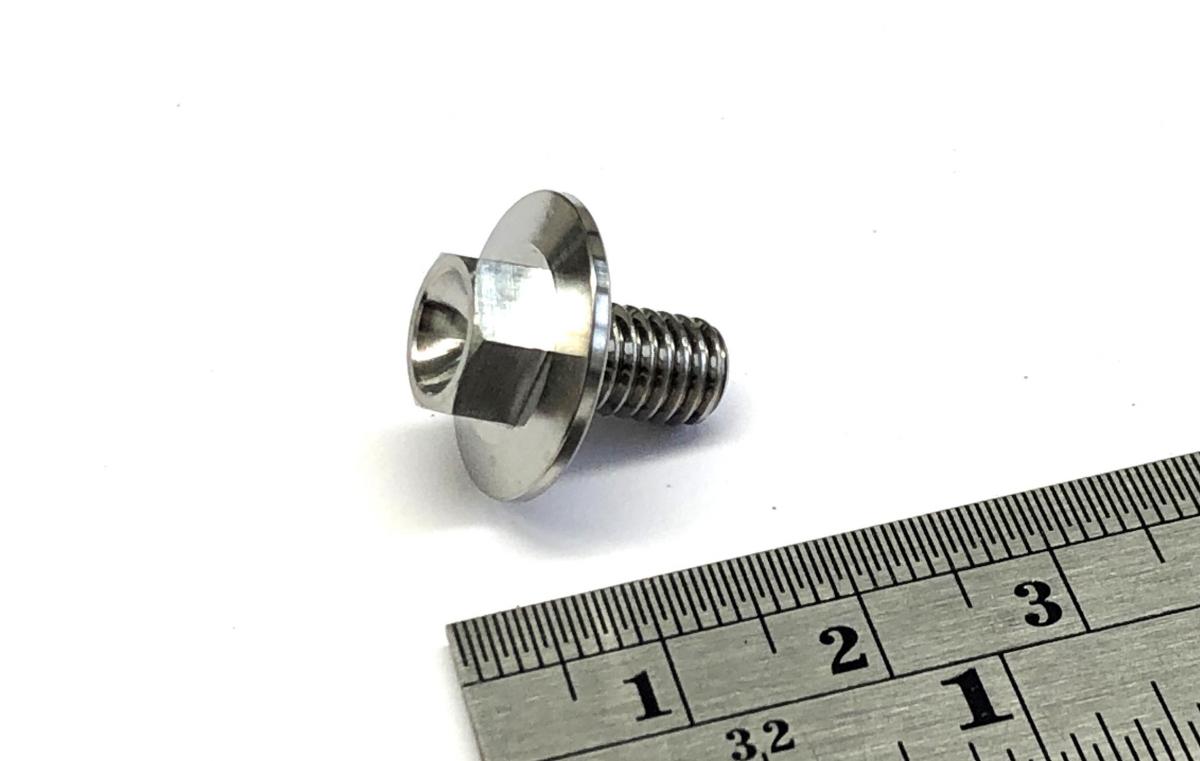 TITANIUM GR5 BOLT M6 x 10mm EACH, FLANGE OD: 15.90mm / HEX SIZE: 8mm, / PANEL BOLT FIXING PLASTIC thumbnail 4