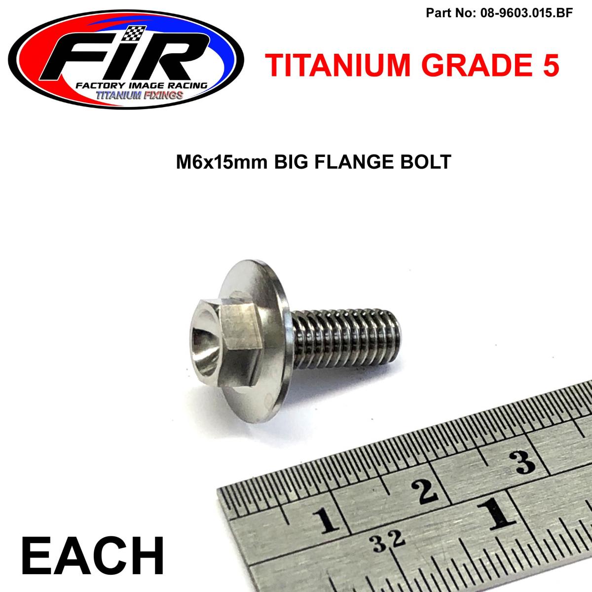 TITANIUM GR5 BOLT M6 x 15mm EACH, FLANGE OD: 15.90mm / HEX SIZE: 8mm, / PANEL BOLT FIXING PLASTIC image 1